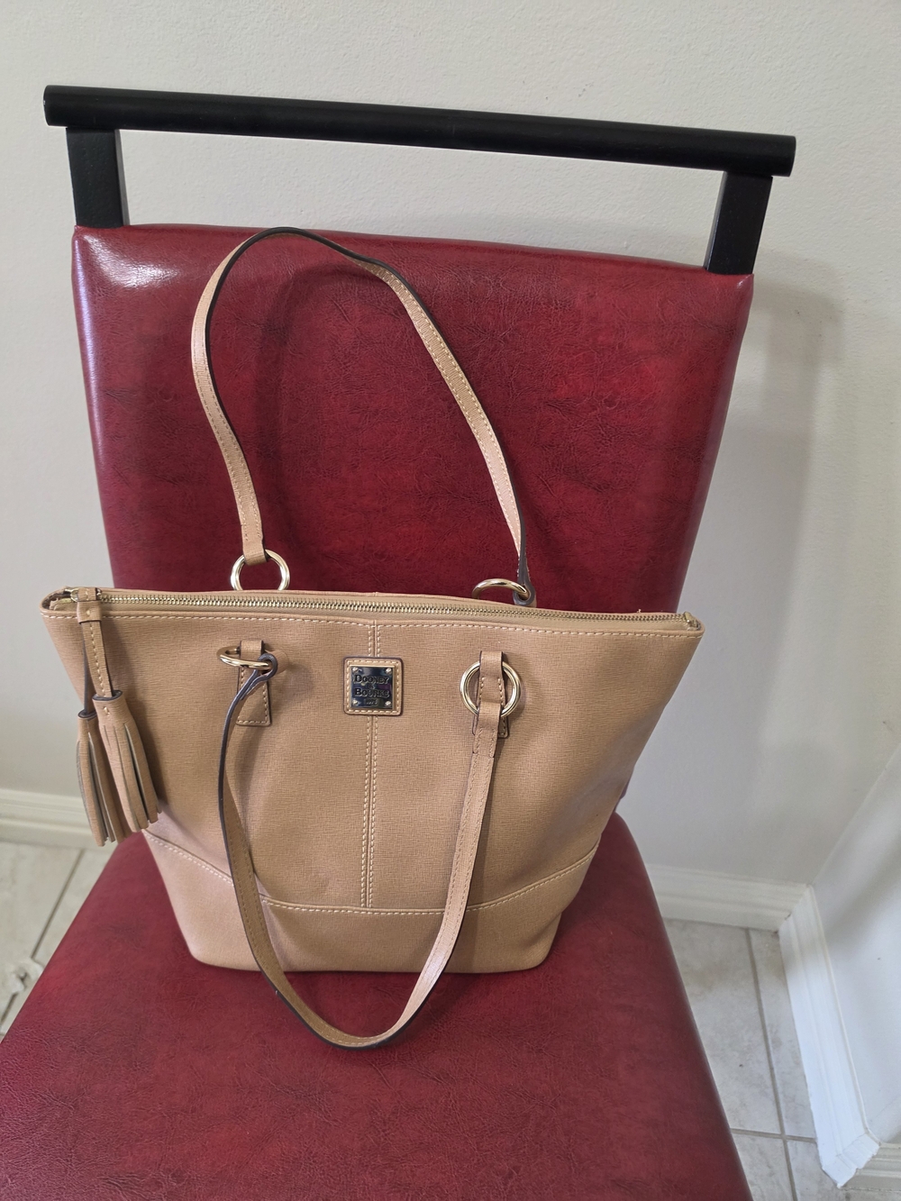 Dooney & Bourke Beige Leather Tote Bag